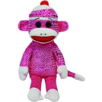 TY Chaussettes - Singe chaussette rose vif, 15 cm