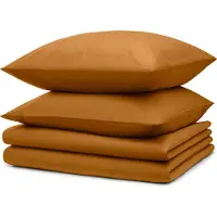 Blumtal literie 2x 135x200cm + 2x taies d'oreiller 80x80cm - Microfibre Bed Sheets 135x200cm - Set de 4 draps de lit marron