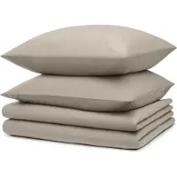Blumtal Literie 2x 135x200cm + 2x taies d'oreiller 40x80cm - Microfibre Bed Sheets 135x200cm - Set de 4 draps de lit Taupe