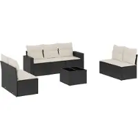 vidaXL Ensemble de jardin canapé 8 pièces avec coussins noir poly rotin