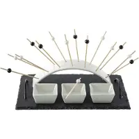 Northix Snack Bol Set avec dessous de plat Ardoise Porcelaine anthracite blanc 17,5 cm x 29,5 cm x 20 cm