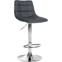 CLP Tabouret de bar Jerry en similicuir, réglable en hauteur et pivotant à 360°, gris, piètement chromé