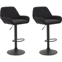 CLP lot de 2 tabourets de bar Braga tissu noir