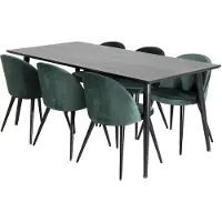 Ebuy24 Dipp180x90BLBL ensemble table, table noir et 6 Velvet chaises Velours vert, noir.