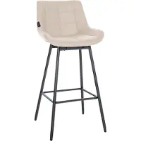 CLP Tabouret de bar pivotant Weston I Pivotant à 90 degrés I Structure métallique et repose-pieds,crème similicuir
