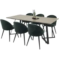 Ebuy24 MarinaGRBL ensemble table, table El boisReproduction gris et 6 Velvet chaises Velours vert, noir.