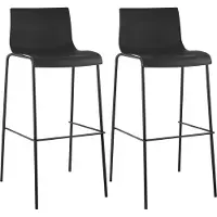 CLP lot de 2 tabourets de bar Hoover plastique 4 pieds piètement noir