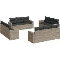 vidaXL Ensemble de 12 canapés de jardin avec coussins gris clair Poly rotin
