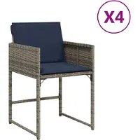 vidaXL Chaises de jardin avec coussins 4 pcs. Gris Poly Rattan