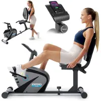 Zipro Adultes Vélo de fitness magnétique horizontal Vision jusqu'à 120kg, Noir, One Size, taille unique
