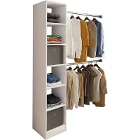 VCM Armoire en bois | garde-robe ouverte | garde-robe walk-in | Les merveilles de la chambre avec 2 cannes | Dimensions env. B. 38 x H. 194 x D. 40 cm- Dacho lll