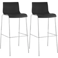 CLP lot de 2 tabourets de bar Hoover plastique 4 pieds piètement chromé