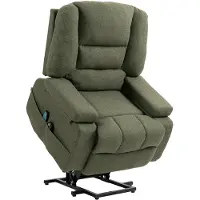 HOMCOM Fauteuil releveur électrique, fauteuil relax électrique, avec fonction massage et chaleur, inclinaison réglable, repose-pied, 2 télécommandes, dim. 89L x 90l x 102H cm vert