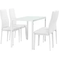 En.casa [] Table de salle à manger moderne blanche + set de 4 chaises blanches