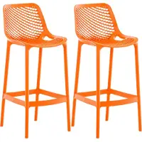 CLP Lot de 2 tabourets de bar Air en plastique avec dossier, résistants aux intempéries et aux UV, charge maximale 160 kg, couleur orange