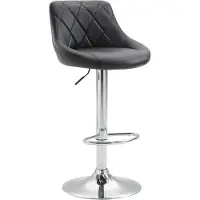 CLP Tabouret de bar LAZIO revêtu de similicuir | Tabouret de bar pivotant avec repose-pieds | Chaise de bar réglable en hauteur avec pied en trompette finition chrome noir