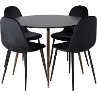 Ebuy24 PlazaBLWA100 ensemble table, table noir et 4 Polar chaises Velours noir.