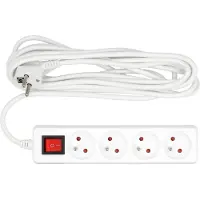 VOREL Prolongateur 4 prises, 5 mètres, avec interrupteur, blanc