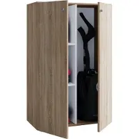 VCM Armoire à balai en bois | 4 compartiments | Armoire ménagère | Dimensions: W. 70 x H. 111 x D. 38 cm | 2 portes tournantes – Lona L