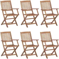 vidaXL Chaises de jardin pliantes 6 pièces avec coussins en bois massif d'acacia