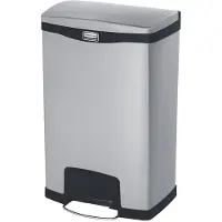 Rubbermaid - Poubelle Slim Jim Step On Container Front Step en acier inoxydable 50 litres - Acier inoxydable - Acier inoxydable mat, noir