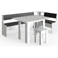 Vicco Groupe de banquettes d'angle Roman Blanc 210x120cm avec table, Model 34309