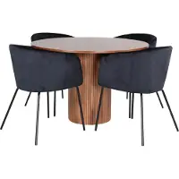Ebuy24 BiancaROWA ensemble table, table chêne plaqué et 4 Berit chaises Velours noir.