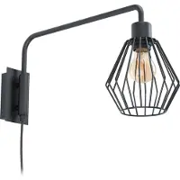 Eglo Applique Tabillano 1 noir max. 40W E27 sans ampoule avec interrupteur