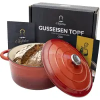 Chefarone Poêle en fonte - Casserole - Couvercle inclus - Convient pour toutes les sources de chaleur - Cocotte / émail