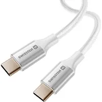 Swissten - Câble Textile II USB-C - USB-C (1,5m-blanc)