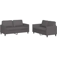 vidaXL Ensemble de canapés 2 pièces avec coussins Gris Similicuir