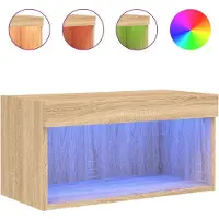 vidaXL Armoire TV avec lampes LED Chêne Sonoma 60x30x30 cm