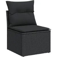 vidaXL Canapé de jardin sans accoudoirs avec coussins noir Poly rotin