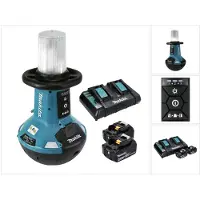 Makita Lampe LED sans fil DML 810 PM 18 / 36 V ( 2 x 18 V ) 5500 lm IP54 + 2 batteries 4,0 Ah + double chargeur