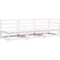 vidaXL Canapé de jardin 3 places blanc pin massif