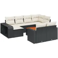 vidaXL Ensemble de salon de jardin 11 pièces avec coussins noir poly rotin