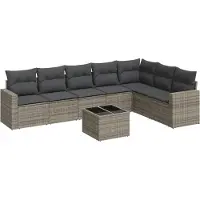 vidaXL Ensemble de jardin canapé 8 pièces avec coussins Gris Poly rotin