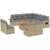vidaXL Ensemble de 12 canapés de jardin avec coussins Beige Poly Rattan