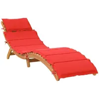 vidaXL Bain de soleil avec support Rouge Bois massif Acacia