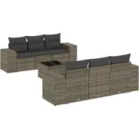 vidaXL Ensemble de salon de jardin 7 pièces avec coussins Gris Poly rotin