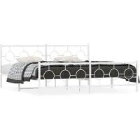 vidaXL Cadre de lit avec tête et pied de lit en métal blanc 193x203 cm