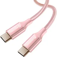Swissten - Câble Textile II USB-C - USB-C (1,5m-rose)