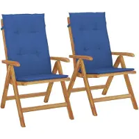 vidaXL Chaises de jardin avec coussins 2 pcs. Bois massif teck