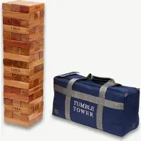 Ubergames Jeu de tour à empiler en bois dur - 16 KG - Tour branlante Laquée - jusqu'à 120+ cm de haut - ECO India - Dans un sac de transport de luxe