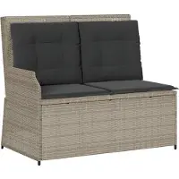 vidaXL Banc de jardin Réglable avec coussins Gris clair Poly rotin