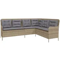 vidaXL Canapé de jardin en L avec coussins Beige Poly rotin