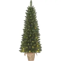 Black Box Trees Gerlos Sapin de Noël artificiel étroit en jute - H90 x Ø41 cm - Vert