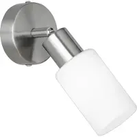TRIO Projecteur mural 1 flamme argent opalin Abat-jour en verre blanc, hauteur 19cm - R80011007