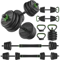 Tunturi Haltères et poids - Ensemble d'haltères 28 kg - Barre avec poids - Ensemble de barre - Fermeture à vis 30 mm - Poignée antidérapante