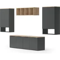 Vicco Mur de salon Wido Anthracite 5 pièces, Model 49801
